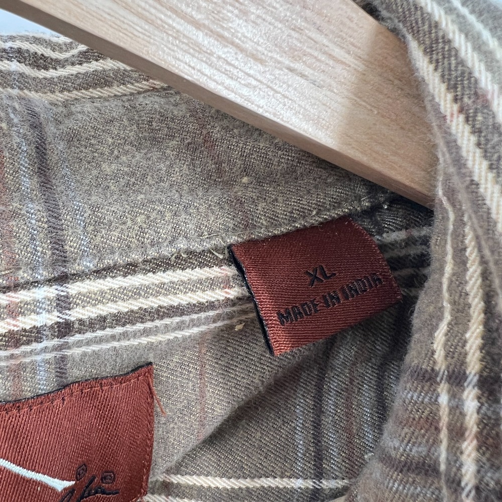 Bob Timberlake heavyweight flannel shirt outdoor cabincore work brown XL - Picture 6 of 12